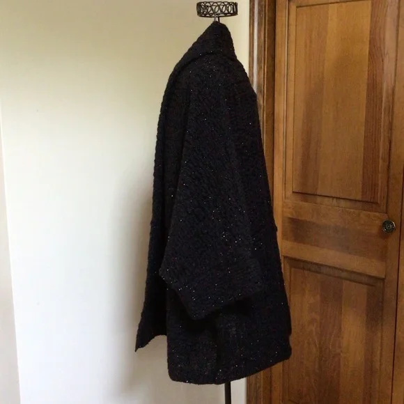 Camomilla knit jacket, black, glitter specs, 3/4 sleeves 44 - Picture 2 of 9